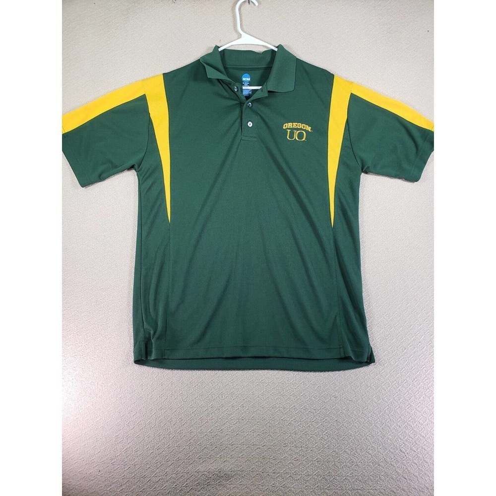 Oregon Ducks NCCA Polo Shirt Mens Medium Green Golf Short Sleeve Collar Athletic